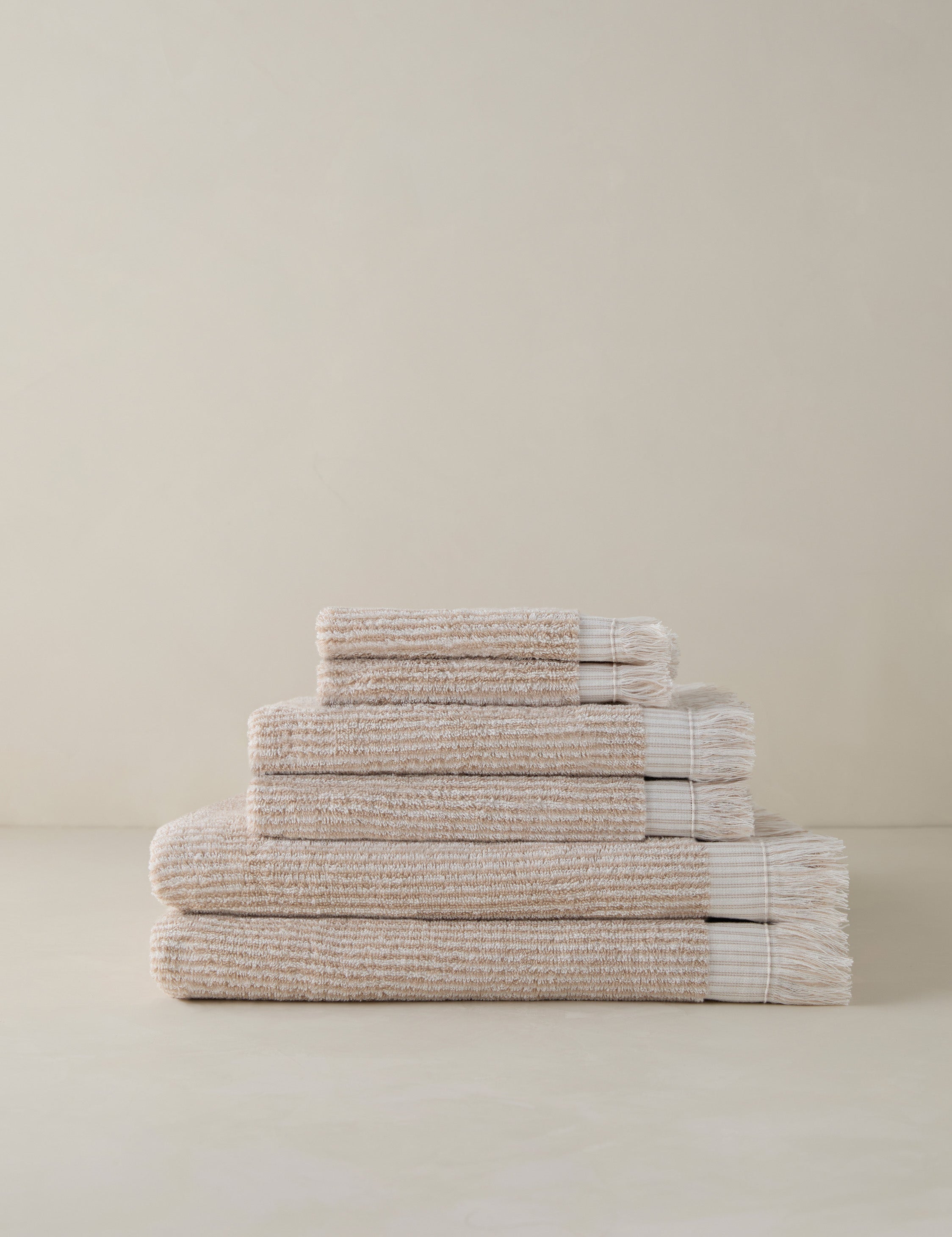 Luna Organic Cotton Towel | Striped Design, Thick Fringe