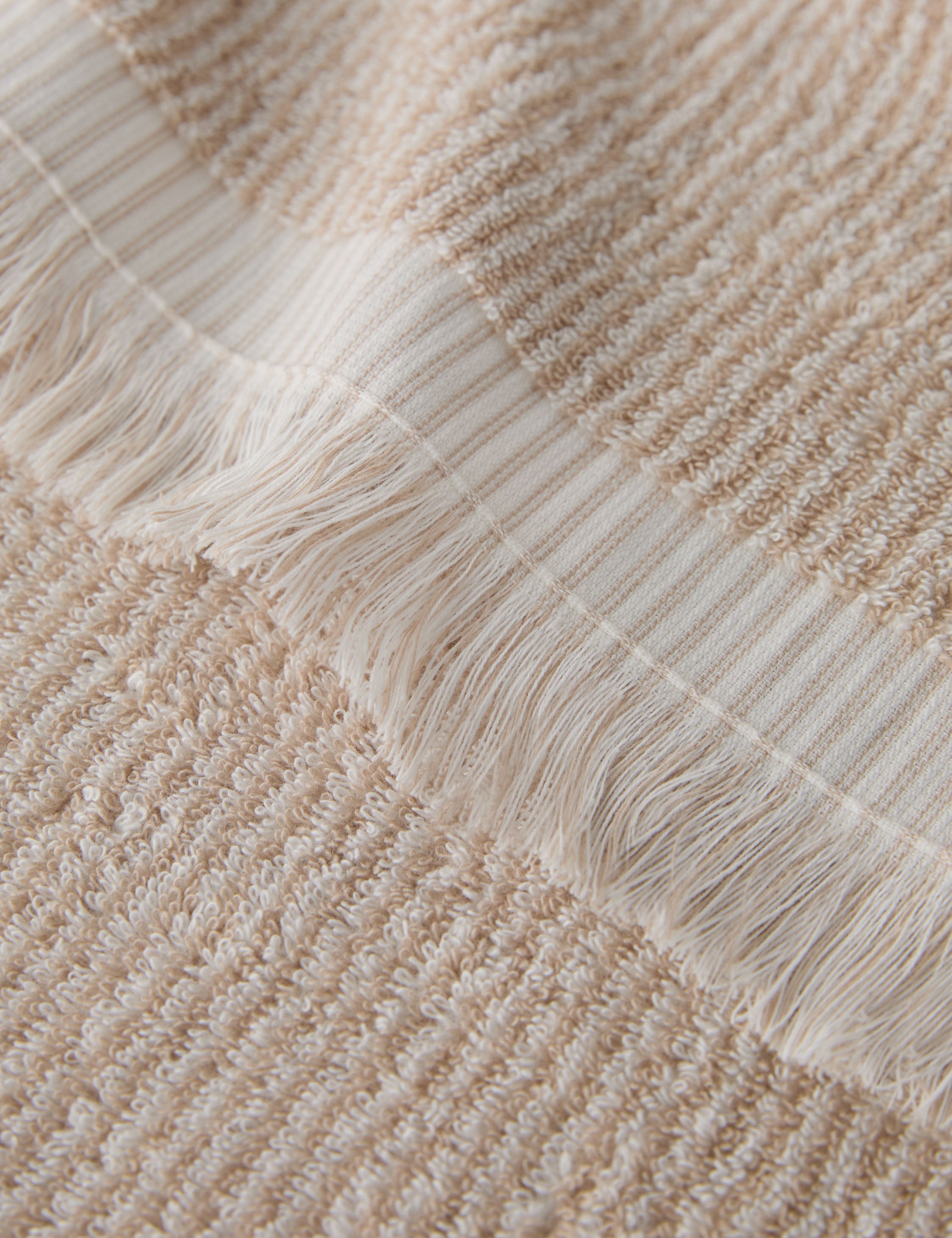 Luna Organic Cotton Towel | Striped Design, Thick Fringe