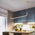 LuxLinea: Modern LED Pendant Light – Linear Metal Lamp in Gold & Black for Dining Room & Living Room