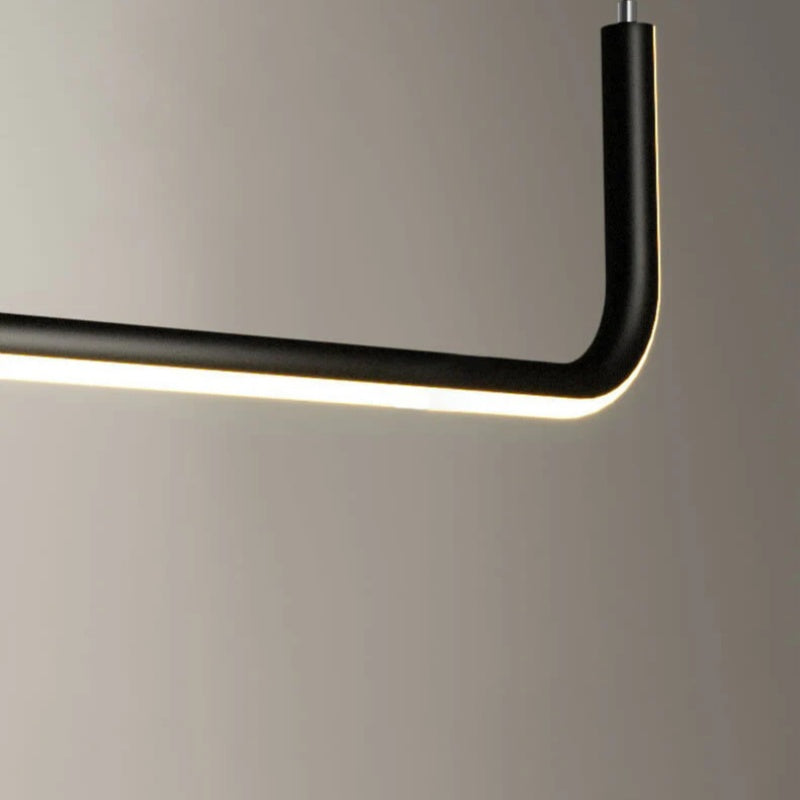 LuxLinea: Modern LED Pendant Light – Linear Metal Lamp in Gold & Black for Dining Room & Living Room