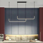 LuxLinea: Modern LED Pendant Light – Linear Metal Lamp in Gold & Black for Dining Room & Living Room