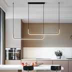 LuxLinea: Modern LED Pendant Light – Linear Metal Lamp in Gold & Black for Dining Room & Living Room