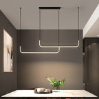 LuxLinea: Modern LED Pendant Light – Linear Metal Lamp in Gold & Black for Dining Room & Living Room