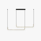 LuxLinea: Modern LED Pendant Light – Linear Metal Lamp in Gold & Black for Dining Room & Living Room