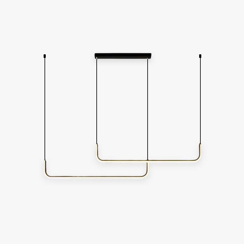 LuxLinea: Modern LED Pendant Light – Linear Metal Lamp in Gold & Black for Dining Room & Living Room