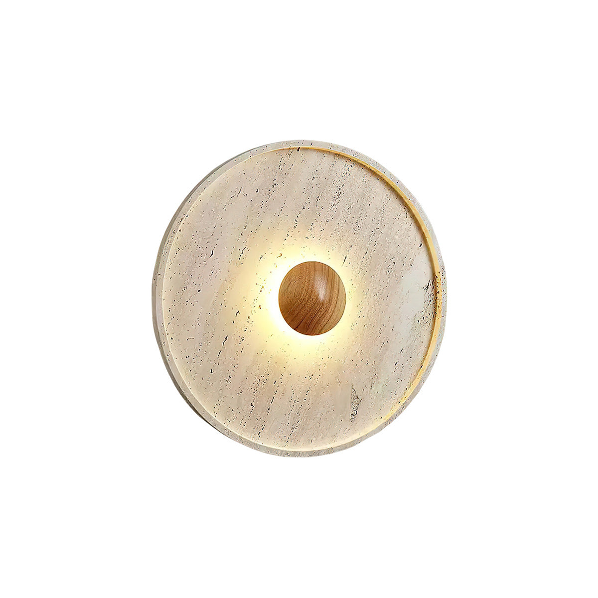 Travertine Disc Solid Wood Wall Sconce