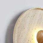 Travertine Disc Solid Wood Wall Sconce