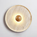 Travertine Disc Solid Wood Wall Sconce