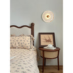 Travertine Disc Solid Wood Wall Sconce