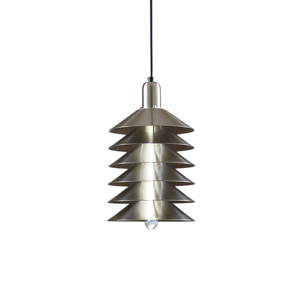Stacked Conical Tiers Brushed Metal Pendant Light