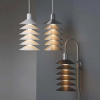 Stacked Conical Tiers Brushed Metal Pendant Light