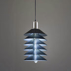 Stacked Conical Tiers Brushed Metal Pendant Light