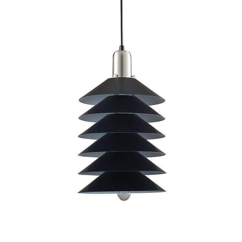 Stacked Conical Tiers Brushed Metal Pendant Light