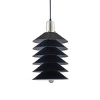 Stacked Conical Tiers Brushed Metal Pendant Light