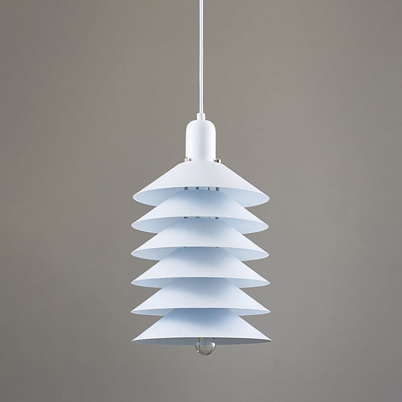 Stacked Conical Tiers Brushed Metal Pendant Light