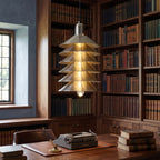 Stacked Conical Tiers Brushed Metal Pendant Light
