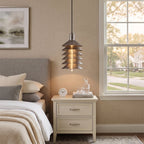 Stacked Conical Tiers Brushed Metal Pendant Light
