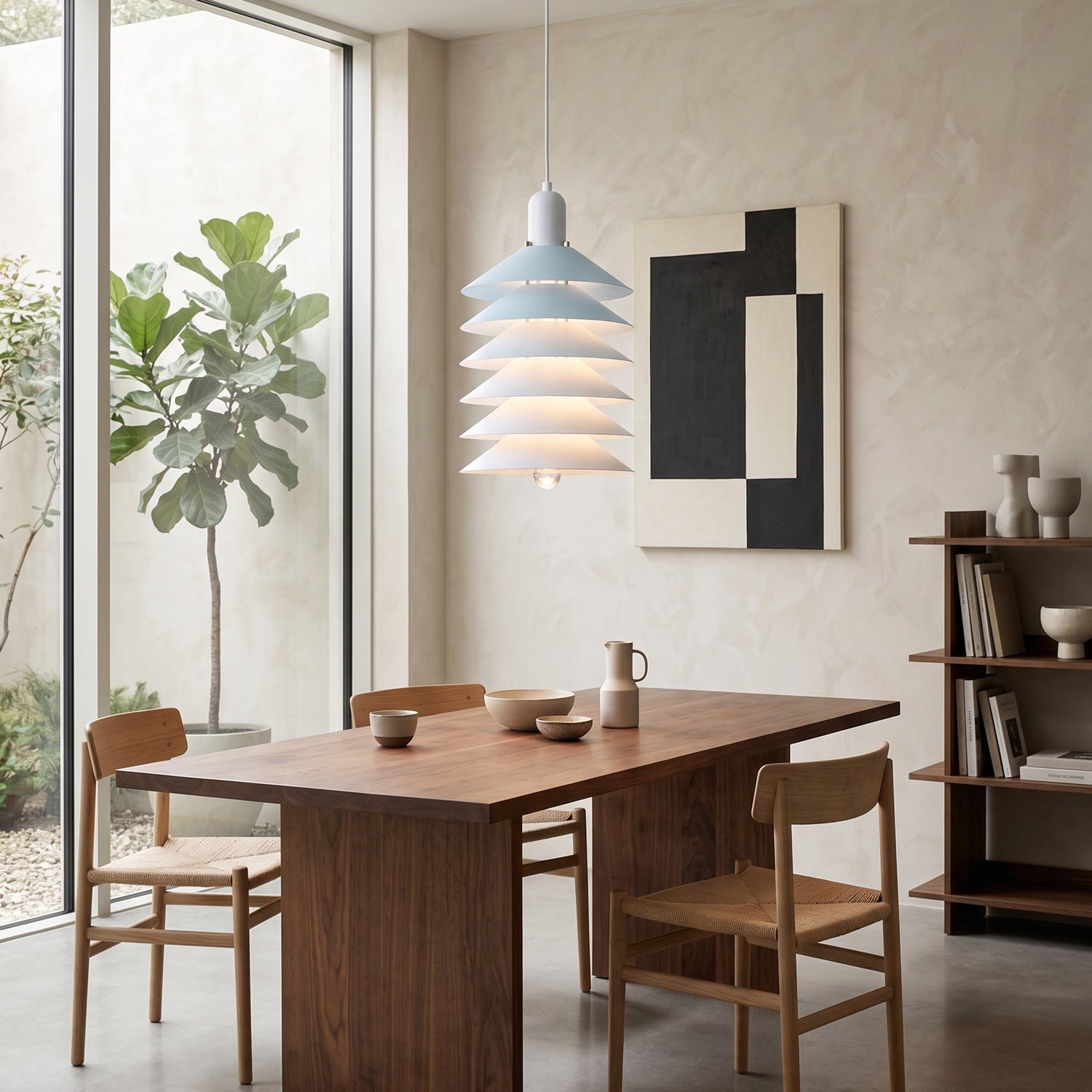 Stacked Conical Tiers Brushed Metal Pendant Light
