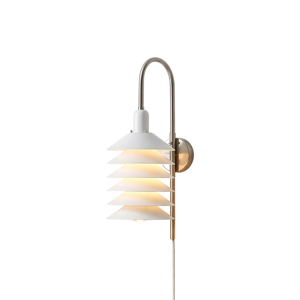 Stacked Conical Tiers Swan-Neck Plug-In Wall Light