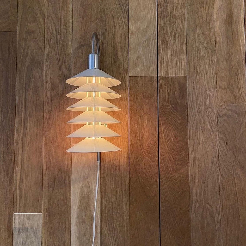 Stacked Conical Tiers Swan-Neck Plug-In Wall Light