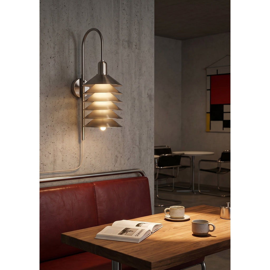 Stacked Conical Tiers Swan-Neck Plug-In Wall Light