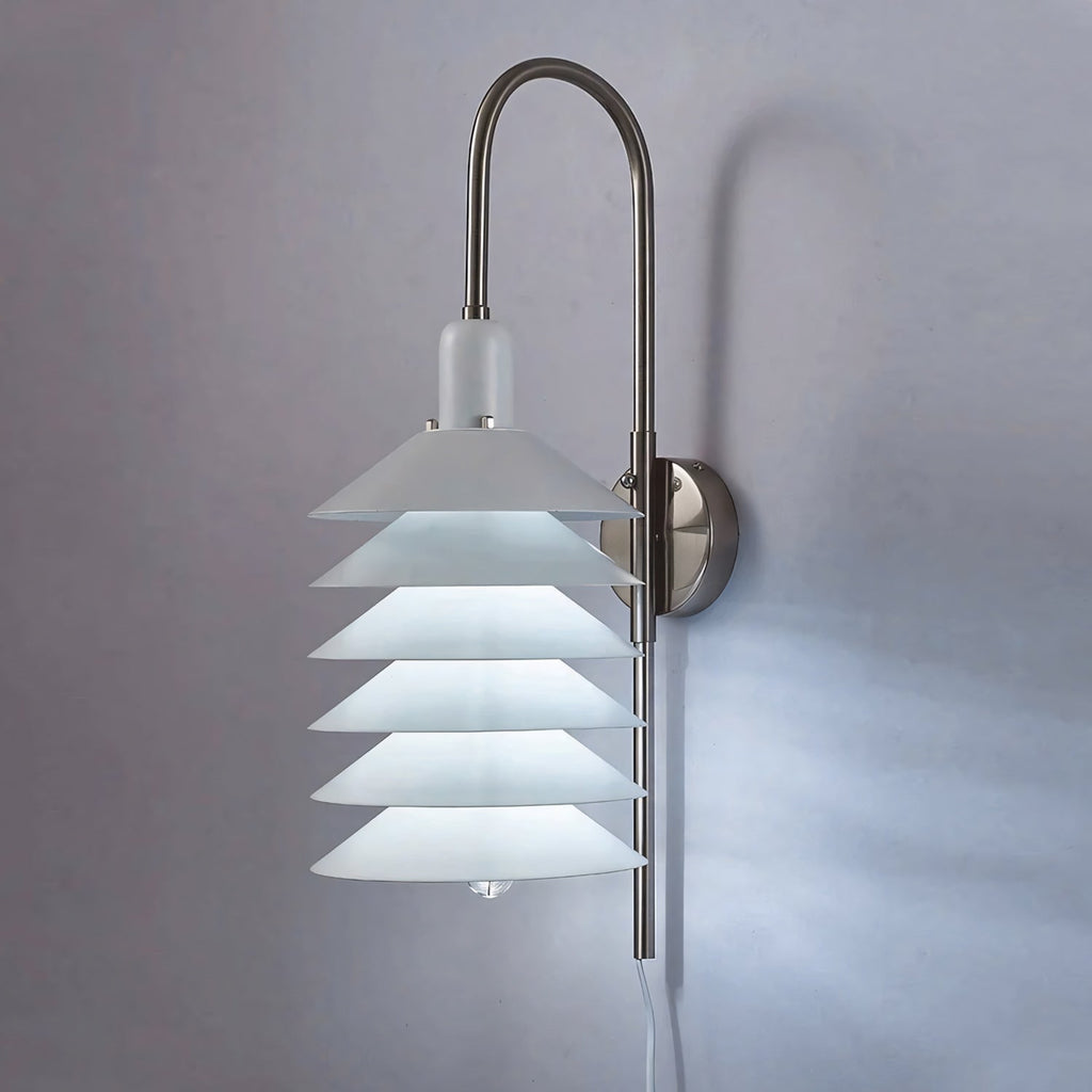 Stacked Conical Tiers Swan-Neck Plug-In Wall Light