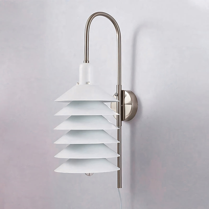 Stacked Conical Tiers Swan-Neck Plug-In Wall Light