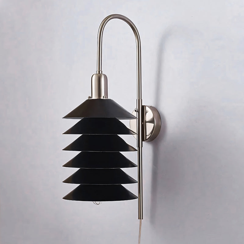 Stacked Conical Tiers Swan-Neck Plug-In Wall Light
