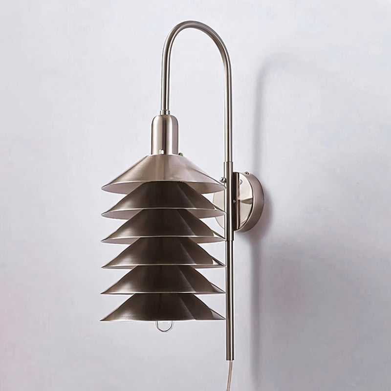 Stacked Conical Tiers Swan-Neck Plug-In Wall Light