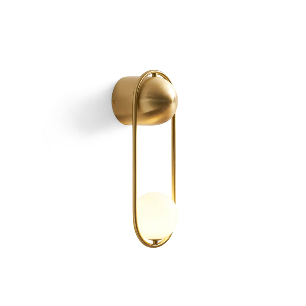 Brushed Brass Capsule Opal Orb Wall Sconce