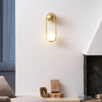 Brushed Brass Capsule Opal Orb Wall Sconce