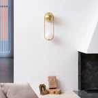 Brushed Brass Capsule Opal Orb Wall Sconce