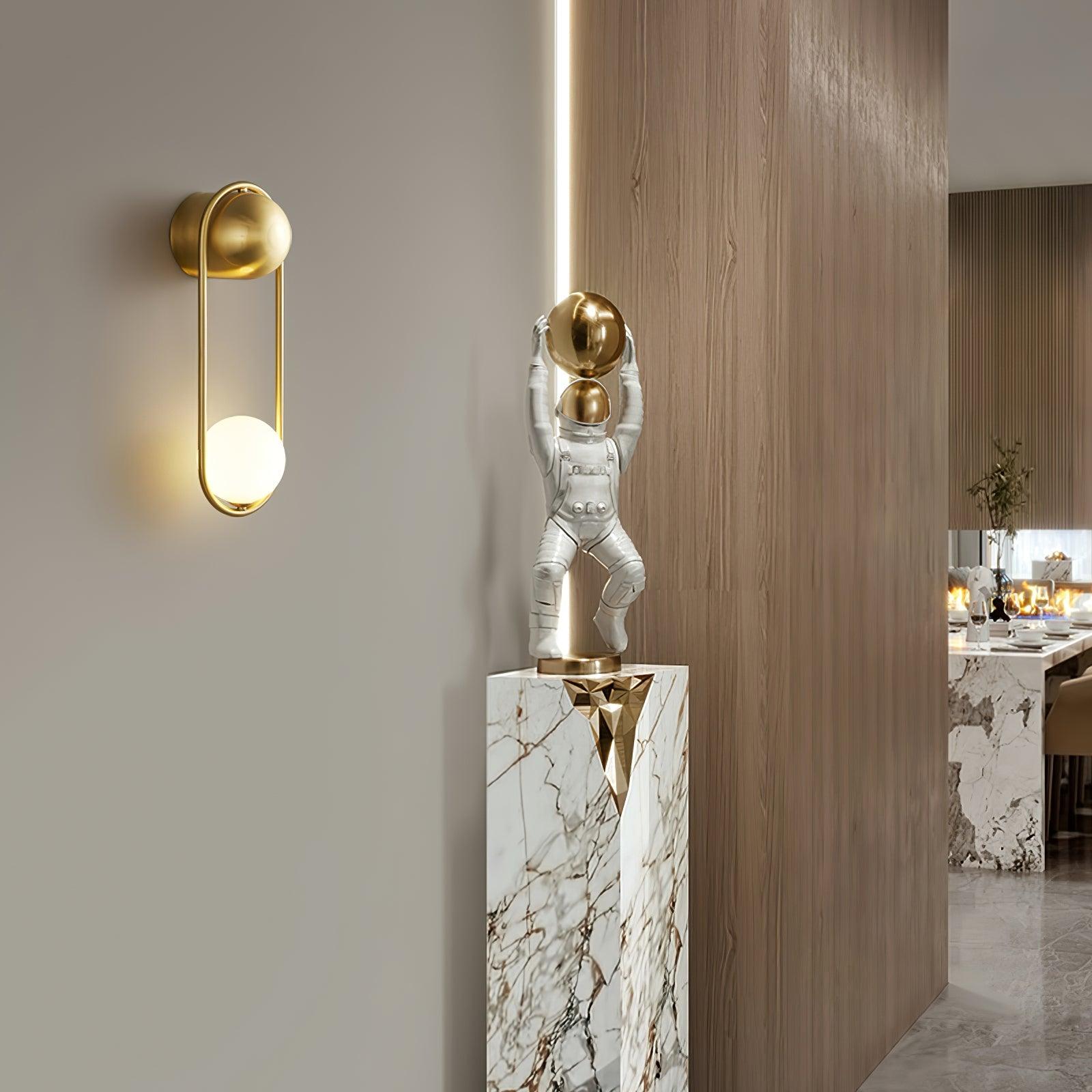 Brushed Brass Capsule Opal Orb Wall Sconce