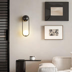 Brushed Brass Capsule Opal Orb Wall Sconce