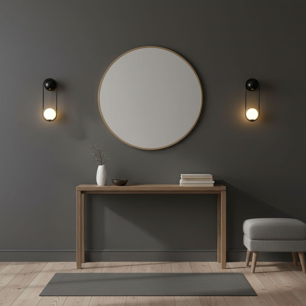 Brushed Brass Capsule Opal Orb Wall Sconce