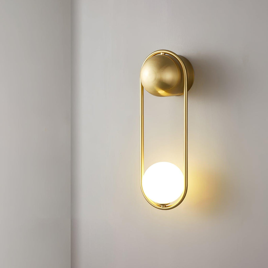 Brushed Brass Capsule Opal Orb Wall Sconce