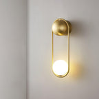 Brushed Brass Capsule Opal Orb Wall Sconce