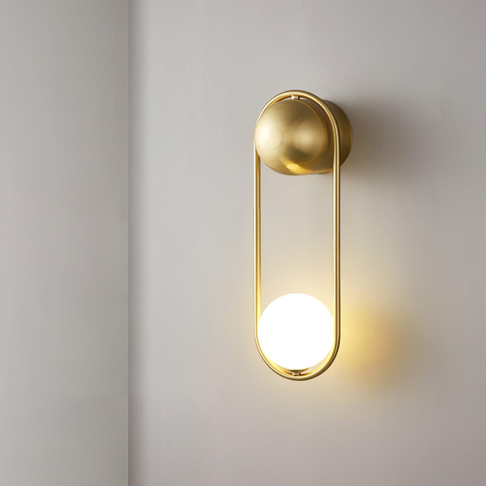 Brushed Brass Capsule Opal Orb Wall Sconce