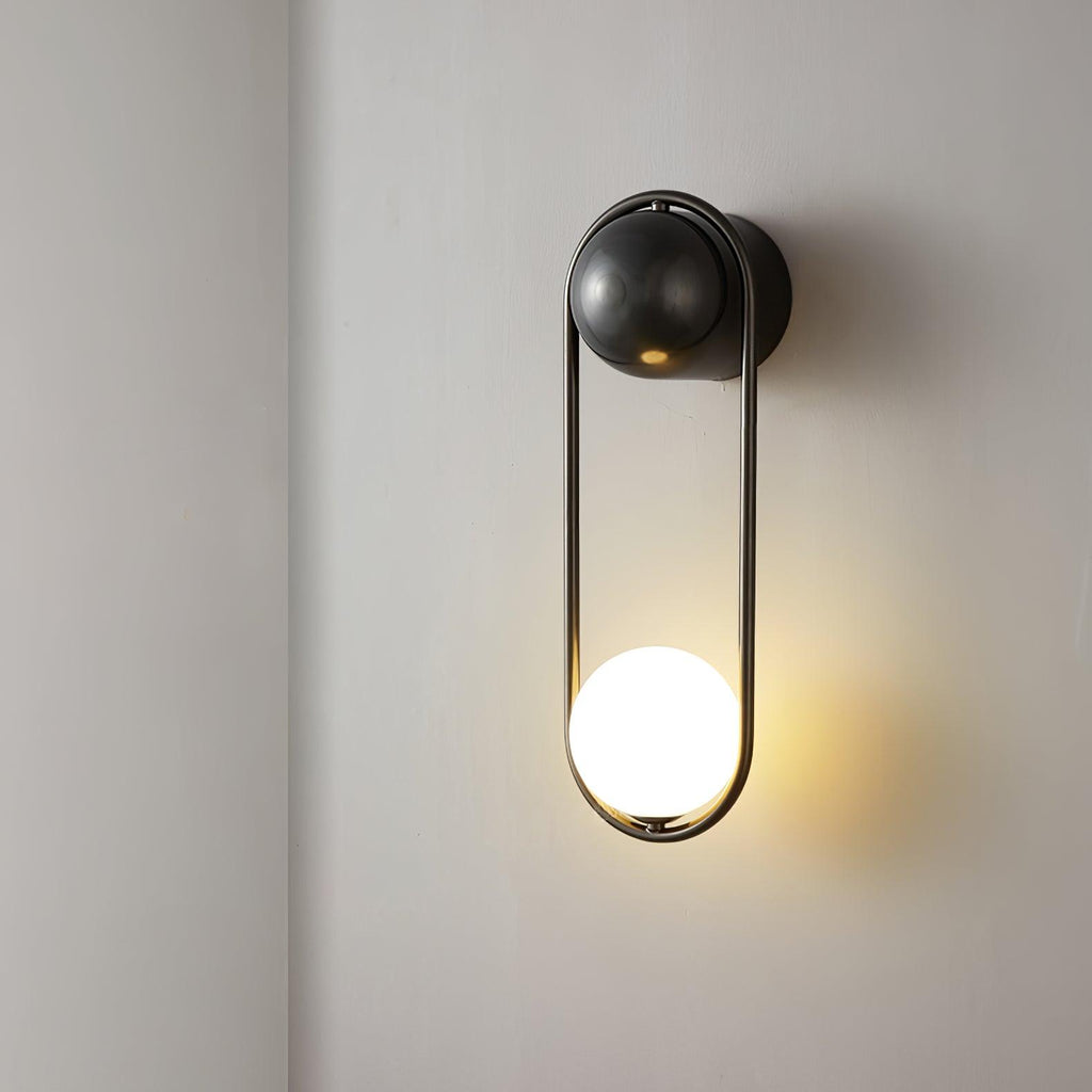 Brushed Brass Capsule Opal Orb Wall Sconce