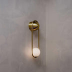 Brushed Brass Capsule Opal Orb Wall Sconce