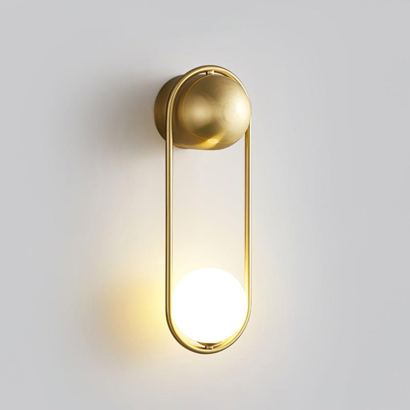 Brushed Brass Capsule Opal Orb Wall Sconce
