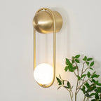 Brushed Brass Capsule Opal Orb Wall Sconce