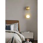 Brushed Brass Capsule Opal Orb Wall Sconce