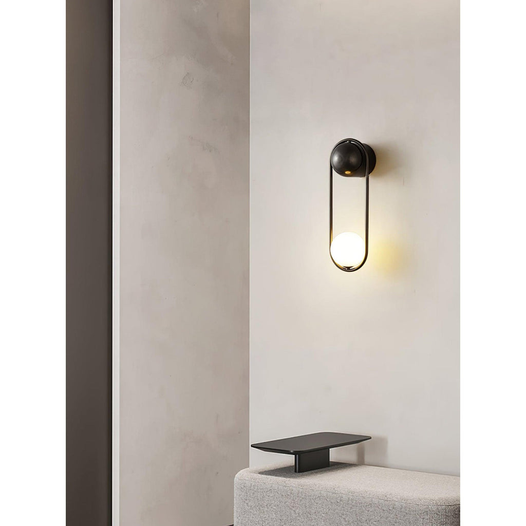 Brushed Brass Capsule Opal Orb Wall Sconce