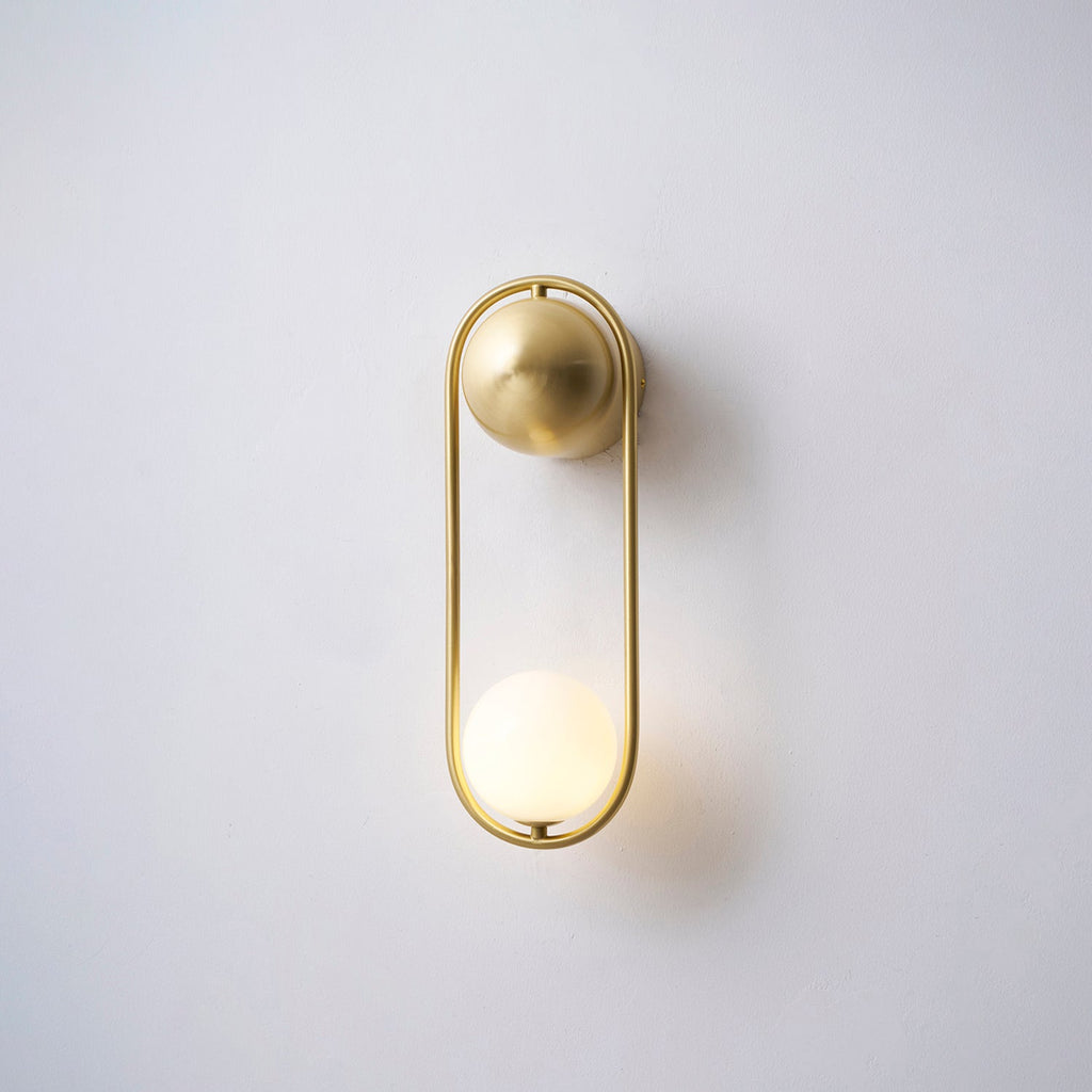 Brushed Brass Capsule Opal Orb Wall Sconce