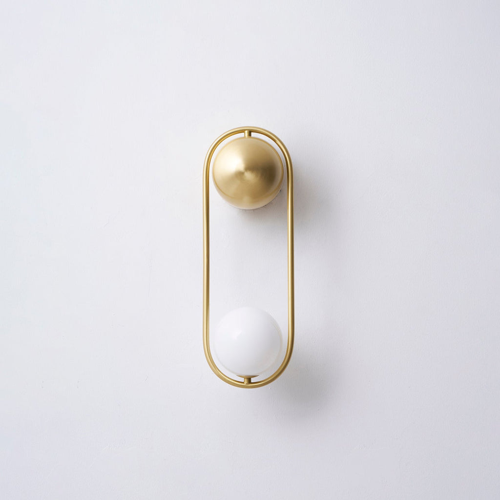 Brushed Brass Capsule Opal Orb Wall Sconce
