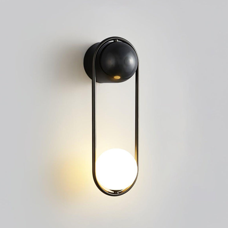 Brushed Brass Capsule Opal Orb Wall Sconce