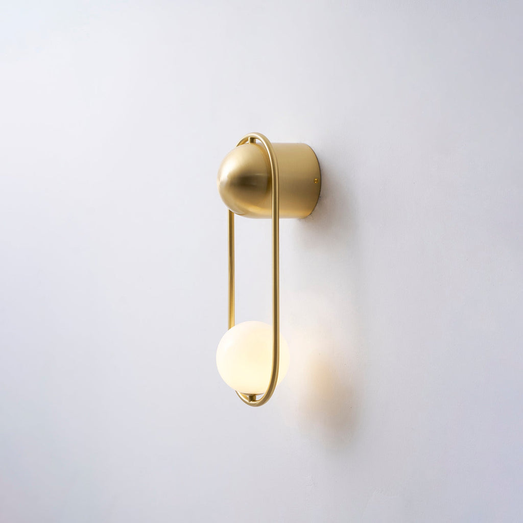 Brushed Brass Capsule Opal Orb Wall Sconce