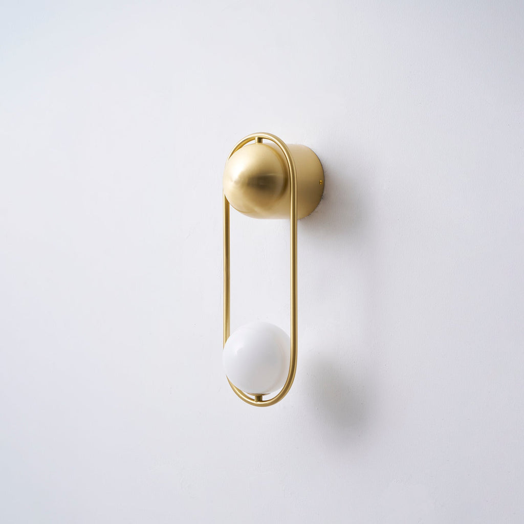 Brushed Brass Capsule Opal Orb Wall Sconce