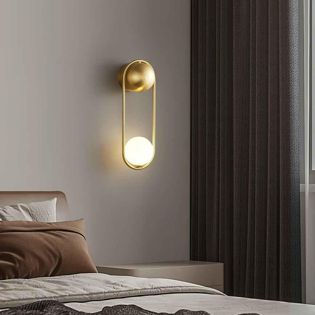 Brushed Brass Capsule Opal Orb Wall Sconce